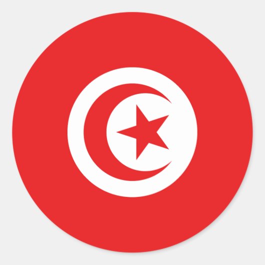 Vlag van Tunesië Ronde Sticker (Voorkant)