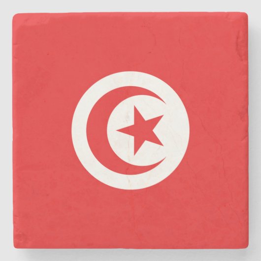 Vlag van Tunesië Stenen Onderzetter (Voorkant)