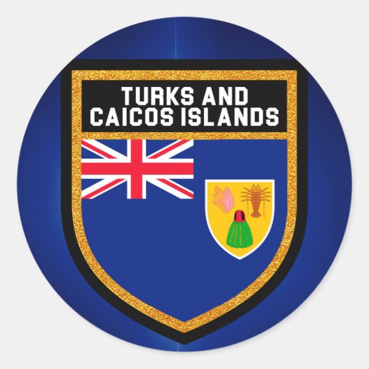 Vlag van Turken en Caicoseilanden Ronde Sticker (Voorkant)