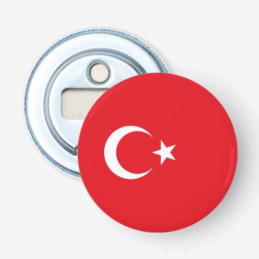 Vlag van Turkije Button Flesopener (Voorkant)