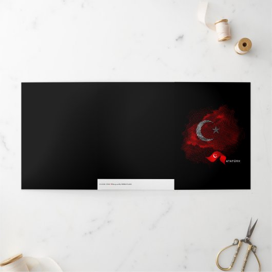 Vlag van Turkije Drieluik Kaart (Buitenkant)