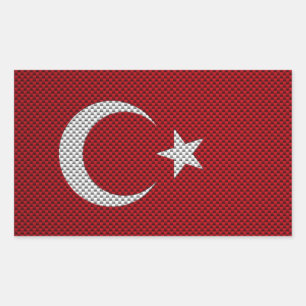 Vlag van Turkije met koolstofvezel effect Rechthoekige Sticker