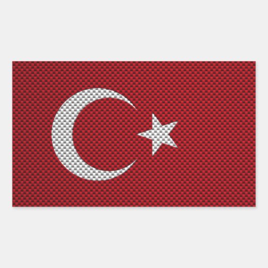 Vlag van Turkije met koolstofvezel effect Rechthoekige Sticker (Voorkant)
