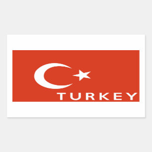 vlag van turkije - naam rechthoekige sticker