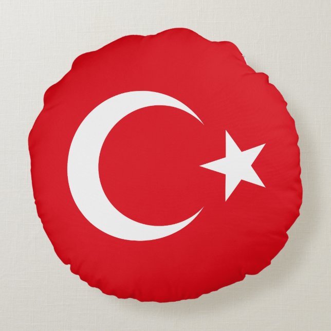 Vlag van Turkije Rond Kussen (Achterkant)