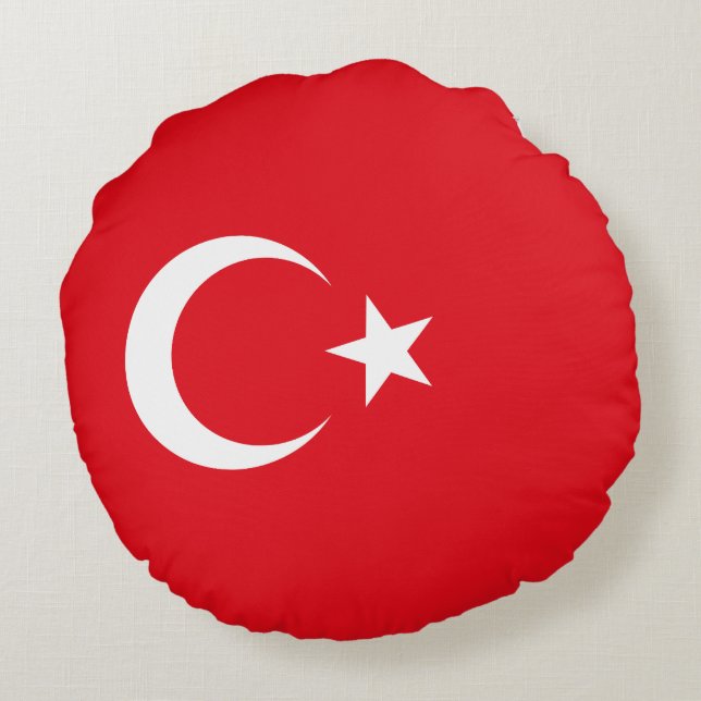 Vlag van Turkije Rond Kussen (Achterkant)