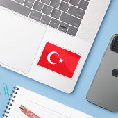 Vlag van Turkije Sticker (Laptop met iPhone)