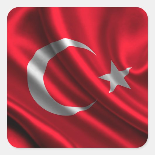 Vlag van Turkije, Turkse vlag Vierkante Sticker (Voorkant)