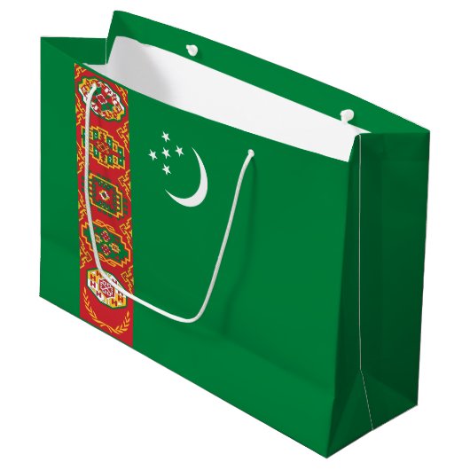 Vlag van Turkmenistan Groot Cadeauzakje (Voorkant Gekanteld)