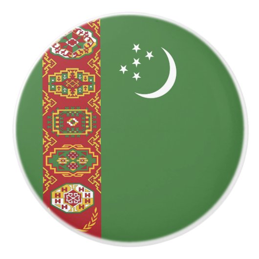 Vlag van Turkmenistan Keramische Knop (Voorkant)