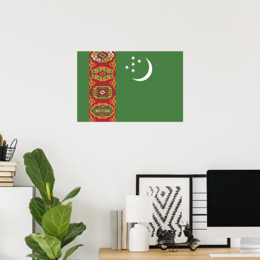 Vlag van Turkmenistan Poster (Thuiskantoor)