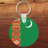 Vlag van Turkmenistan Sleutelhanger (Voorkant)