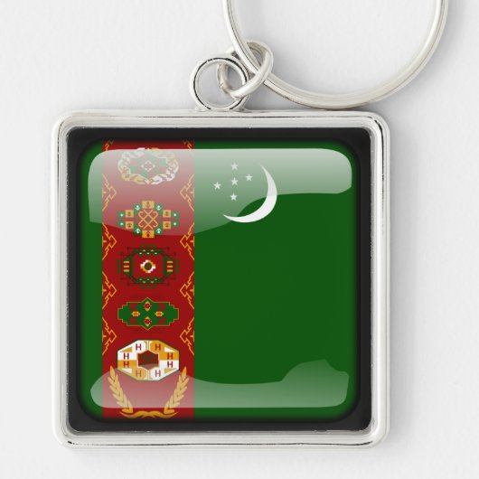 Vlag van Turkmenistan Sleutelhanger (Voorkant)