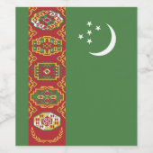 Vlag van Turkmenistan Wijn Etiket (Enkel label)