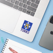 Vlag van Turku, Finland Sticker (Laptop met iPhone)
