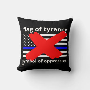 VLAG VAN TYRANNY blauwe lijn vlag vlag politie vla Kussen