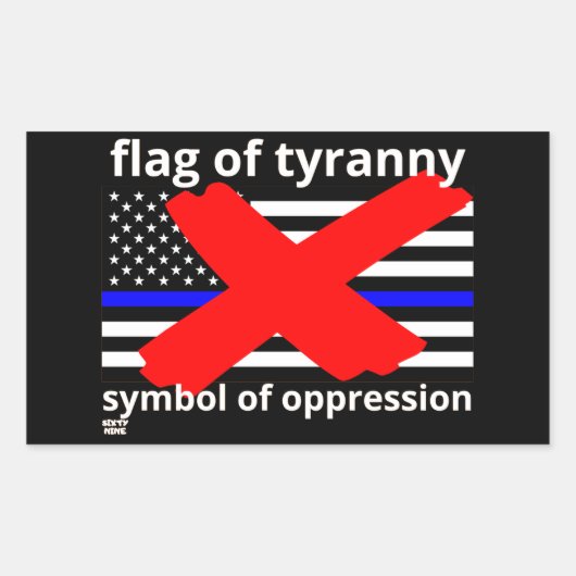 VLAG VAN TYRANNY blauwe lijn vlag vlag politie vla Rechthoekige Sticker (Voorkant)