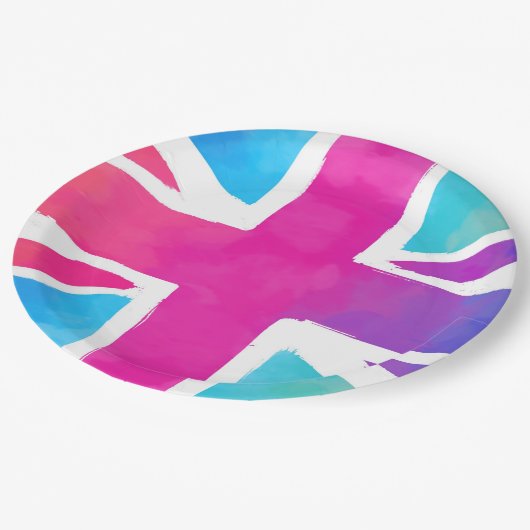 Vlag van Unievaartuig in Bright Waterverven Papieren Bordje (Gekanteld)