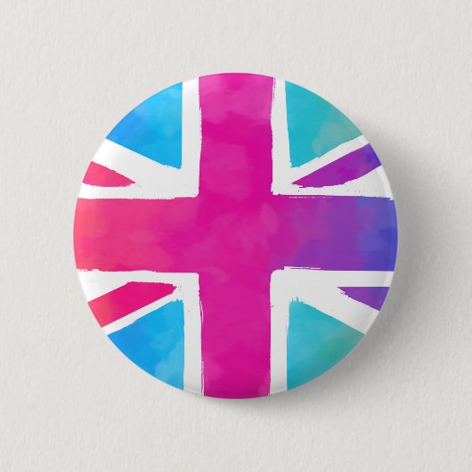 Vlag van Unievaartuig in Bright Waterverven Ronde Button 5,7 Cm (Voorkant)