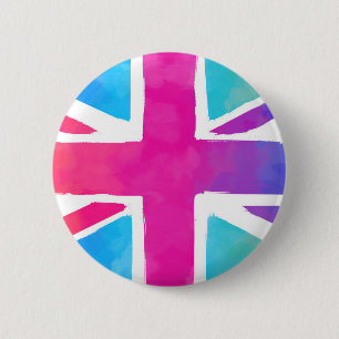 Vlag van Unievaartuig in Bright Waterverven Ronde Button 5,7 Cm
