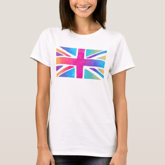 Vlag van Unievaartuig in Bright Waterverven T-shirt (Voorkant)