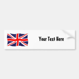 Vlag van Union Jack -  met Jouw tekst! Bumpersticker