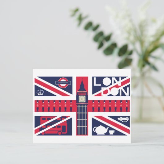 Vlag van  Union Jack VK met London Decoration Briefkaart (Staand voorkant)