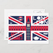 Vlag van  Union Jack VK met London Decoration Briefkaart (Voorkant / Achterkant)
