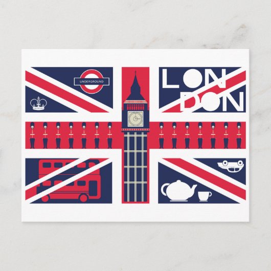 Vlag van  Union Jack VK met London Decoration Briefkaart (Voorkant)