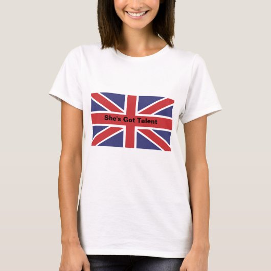 Vlag van Union Jack: "Ze heeft talent" T-shirt (Voorkant)