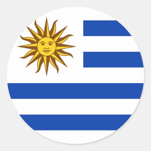 Vlag van Uruguay Ronde Sticker (Voorkant)