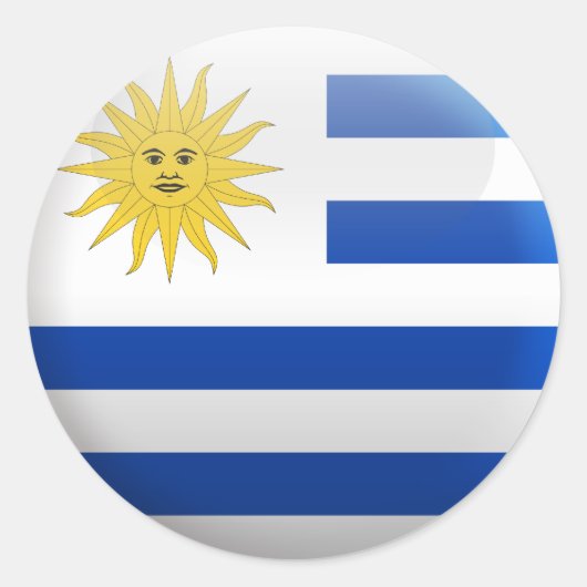 Vlag van Uruguay Ronde Sticker (Voorkant)