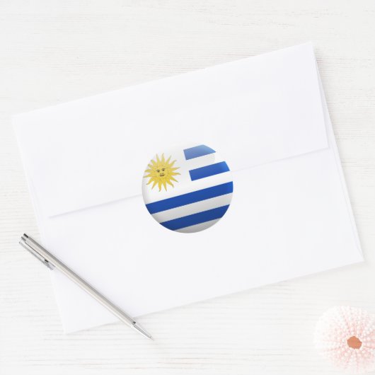 Vlag van Uruguay Ronde Sticker (Envelop)