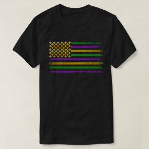 Vlag van US Mardi Gras bij Fleur de Lis Patriotic T-shirt