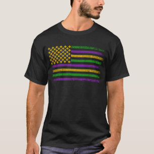 Vlag van US Mardi Gras bij Fleur de Lis Patriotic T-shirt