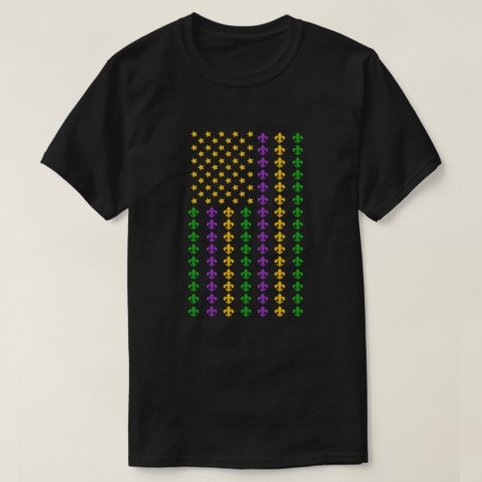 Vlag van US Mardi Gras bij Fleur de Lis Patriotic T-shirt (Design voorkant)