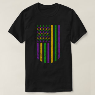 Vlag van US Mardi Gras bij Fleur de Lis Patriotic T-shirt