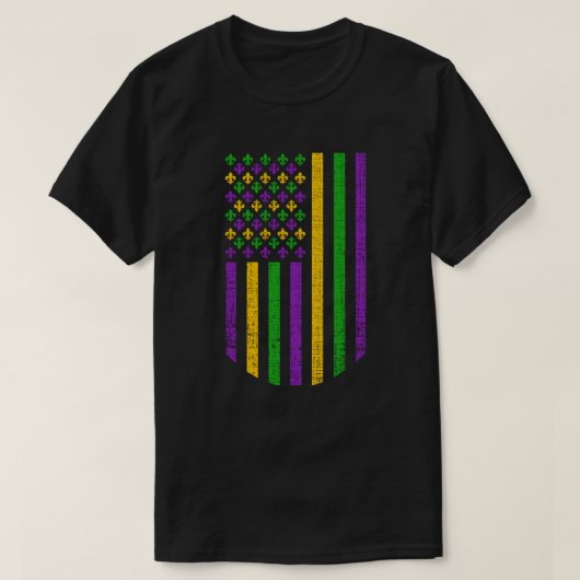 Vlag van US Mardi Gras bij Fleur de Lis Patriotic T-shirt (Design voorkant)