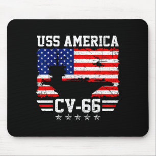 Vlag van USS America CV-66 vliegtuig in nood Muismat