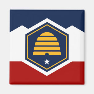 Vlag van Utah (Bijenkorf Vlag) Magneet