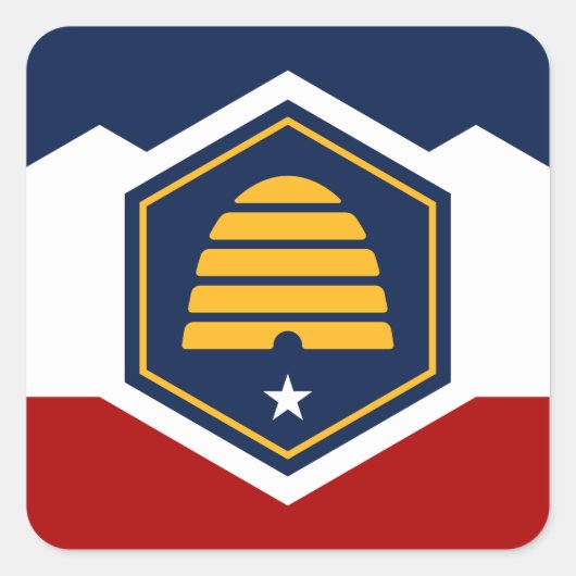 Vlag van Utah (Bijenkorf Vlag) Vierkante Sticker (Voorkant)