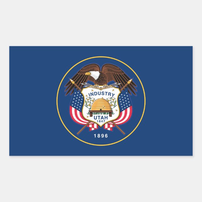Vlag van Utah Rechthoekige Sticker (Voorkant)
