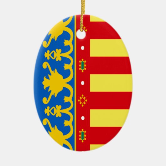 Vlag van Valencia (Spanje) Keramisch Ornament (Voorkant)