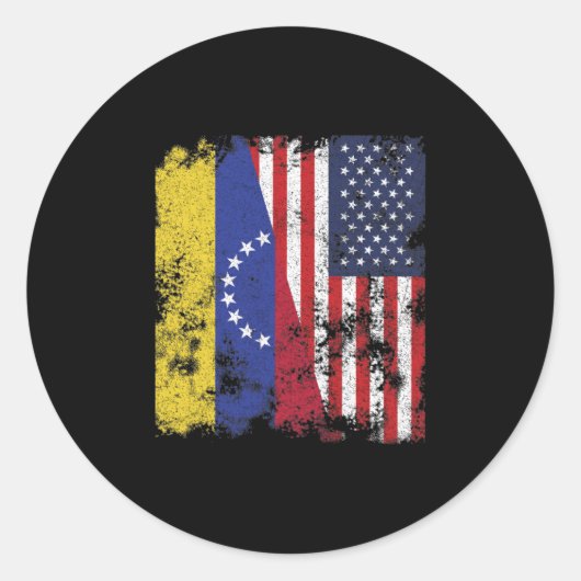Vlag van Venezuela - half Amerikaans Ronde Sticker (Voorkant)