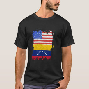Vlag van Venezuela VS Amerika Venezolaanse Roots V T-shirt