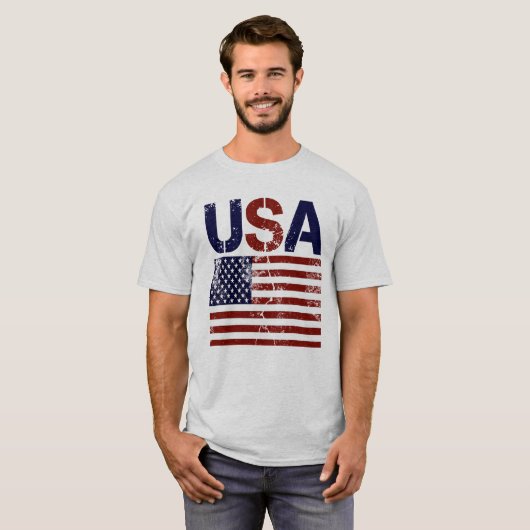 Vlag van Verenigde Staten Distressed T-shirt (Voorkant volledig)