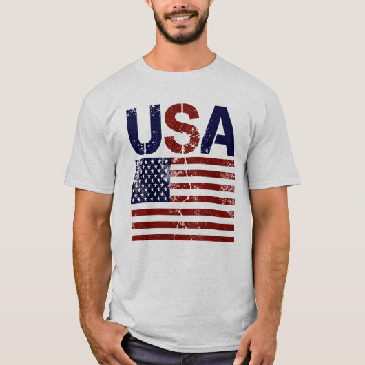Vlag van Verenigde Staten Distressed T-shirt (Voorkant)
