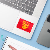Vlag van Vestfold of Telemark, Noorwegen Sticker (Laptop met iPhone)
