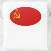 Vlag van VIER Sovjet-Unie Ovale Sticker (Tas)