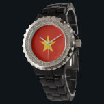 Vlag van Vietnam Horloge<br><div class="desc">Een ideaal cadeau voor iedereen die patriottisch is voor zijn land!</div>